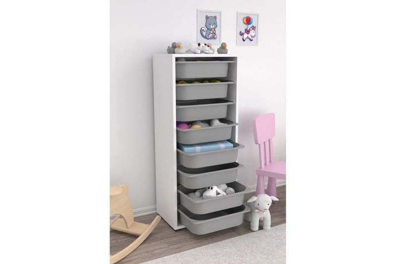 Versa Oppbevaringsbokser 45,5 cm - Hvit/Lysegrå - Oppbevaring - Oppbevaring til småting - Oppbevaringskasse