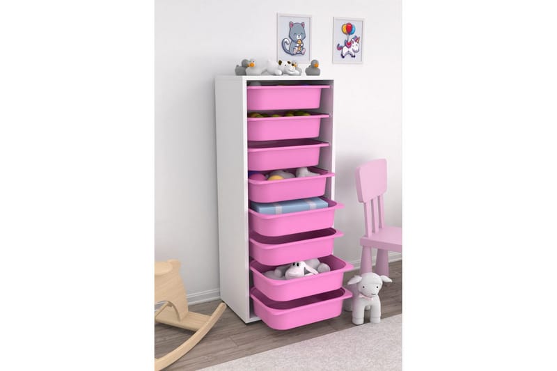 Versa Oppbevaringsbokser 45,5 cm - Hvit/Rosa - Oppbevaring - Oppbevaring til småting - Oppbevaringskasse