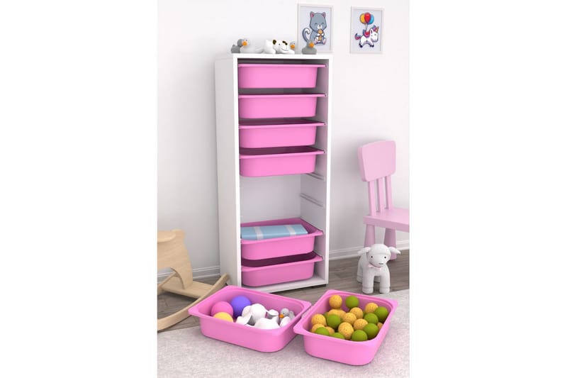 Versa Oppbevaringsbokser 45,5 cm - Hvit/Rosa - Oppbevaring - Oppbevaring til småting - Oppbevaringskasse