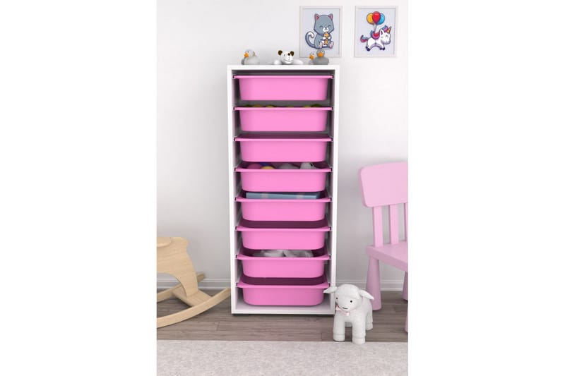 Versa Oppbevaringsbokser 45,5 cm - Hvit/Rosa - Oppbevaring - Oppbevaring til småting - Oppbevaringskasse
