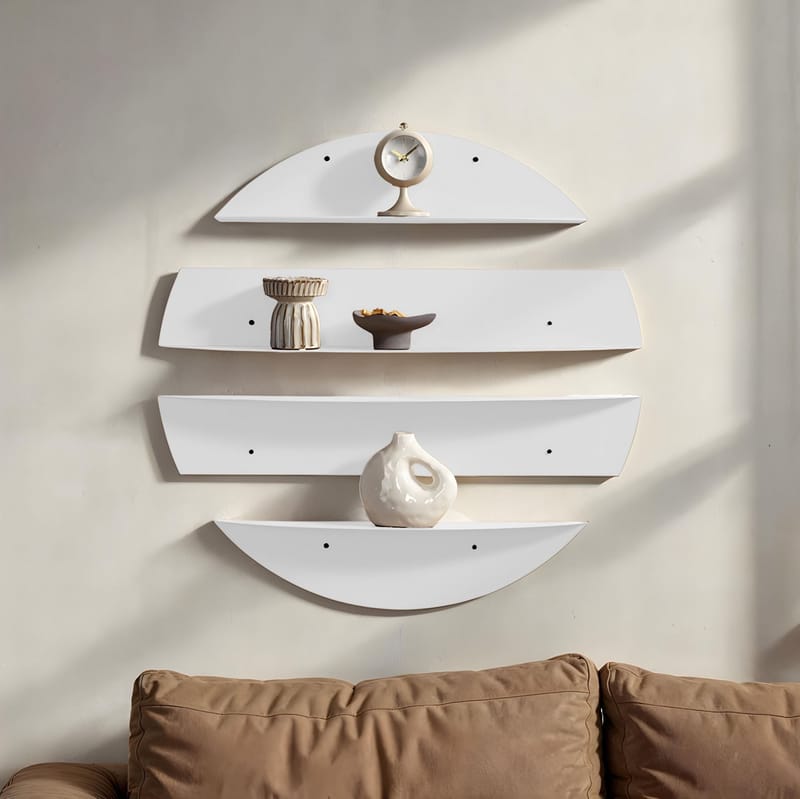 Zalvenn vegghylle 76 cm rund - Hvit - Oppbevaring - Oppbevaring til småting - Vegghengt oppbevaring