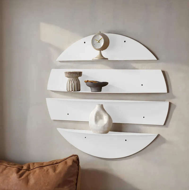 Zalvenn vegghylle 76 cm rund - Hvit - Oppbevaring - Oppbevaring til småting - Vegghengt oppbevaring