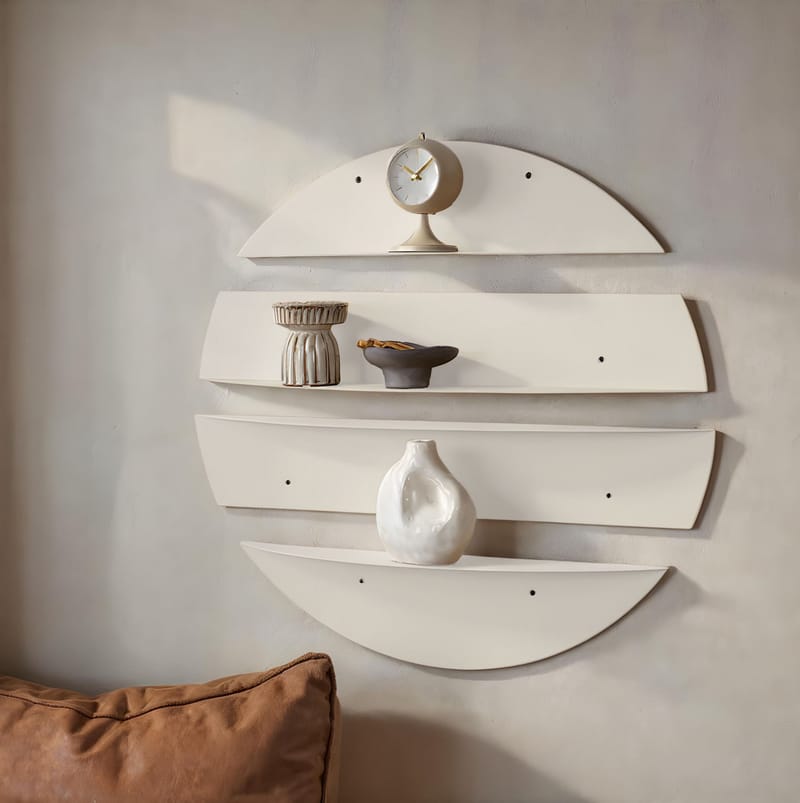 Zalvenn vegghylle 76 cm rund - Myk Beige - Oppbevaring - Oppbevaring til småting - Vegghengt oppbevaring