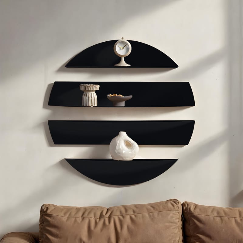 Zalvenn vegghylle 76 cm rund - Svart - Oppbevaring - Oppbevaring til småting - Vegghengt oppbevaring