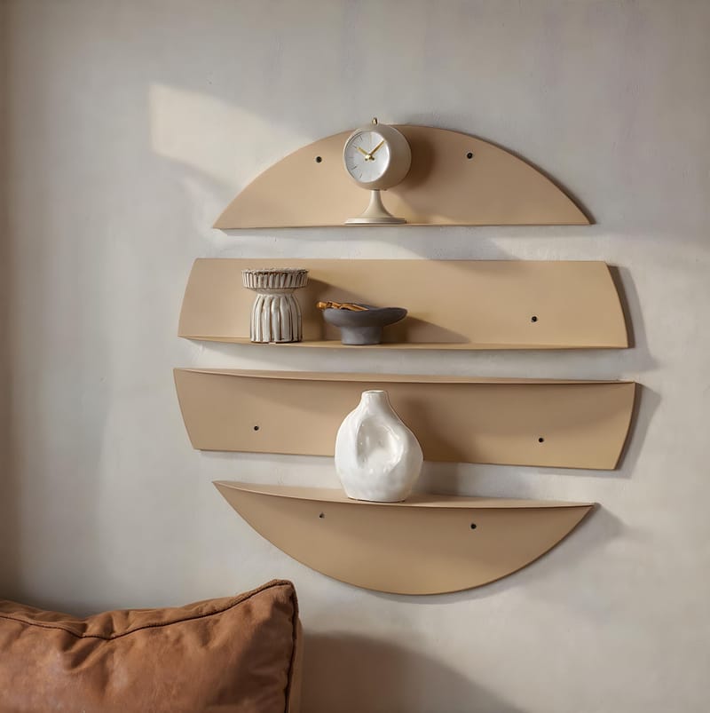 Zalvenn vegghylle 76 cm rund - Taupe - Oppbevaring - Oppbevaring til småting - Vegghengt oppbevaring