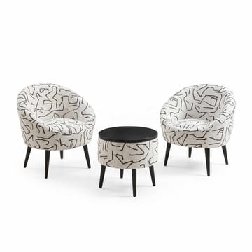 Ørelappstol- og salongbordsett (3 deler) Atelier Del Sofa Lida (75 x 100 x 42 cm) Svart hvit - Svart/hvit - Oppbevaring - Oppbevaringsmøbler - Møbelsett til stue