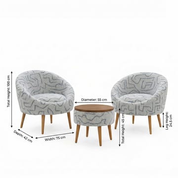 Ørelappstol- og salongbordsett (3 deler) Atelier Del Sofa Lida Weave (75 x 100 x 42 cm) Mørk blå Hvit - Mørk blå og hvit - Oppbevaring - Oppbevaringsmøbler - Møbelsett til stue