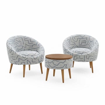 Ørelappstol- og salongbordsett (3 deler) Atelier Del Sofa Lida Weave (75 x 100 x 42 cm) Mørk blå Hvit - Mørk blå og hvit - Oppbevaring - Oppbevaringsmøbler - Møbelsett til stue