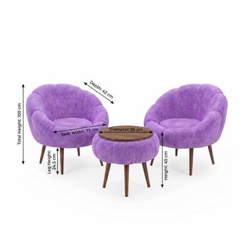 Ørelappstol- og salongbordsett (3 deler) Atelier Del Sofa Lida Wellsoft (75 x 100 x 42 cm) Syrin - Oppbevaring - Oppbevaringsmøbler - Møbelsett til stue