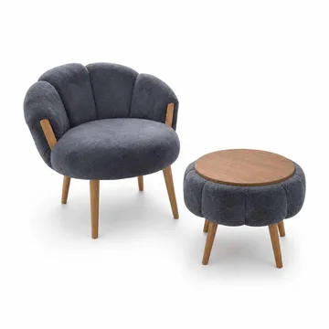 Ørelappstol- og salongbordsett (3 deler) Atelier Del Sofa Star (75 x 100 x 42 cm) Antrasitt