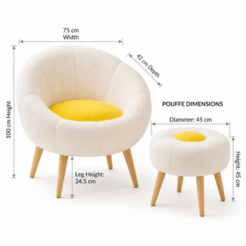 Ørelappstol- og sidebordsett (2 deler) Atelier Del Sofa Lida (75 x 100 x 42 cm) hvit/gul - Oppbevaring - Oppbevaringsmøbler - Møbelsett til stue