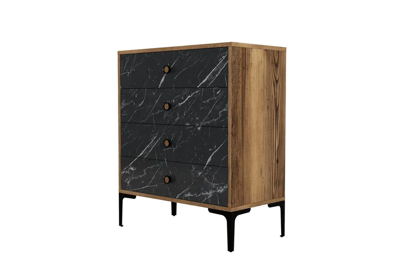 Ameias Kommode 76x90,7 cm Brun/Svart, Hanah Home