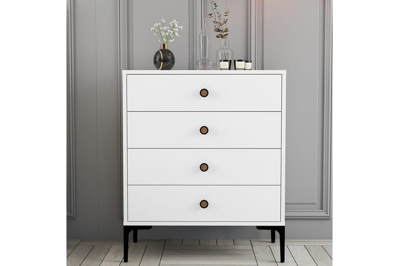 Ameias Kommode 76x90,7 cm Hvit - Hanah Home - Oppbevaring - Oppbevaringsmøbler - Kommode - Entrekommode