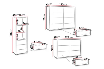 Agawal Møbelsett for Stue - Brun - Oppbevaring - Oppbevaringsmøbler - Møbelsett til stue
