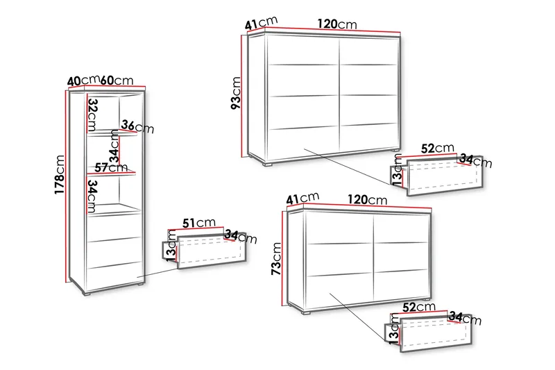 Agawal Møbelsett for Stue - Brun - Oppbevaring - Oppbevaringsmøbler - Møbelsett til stue