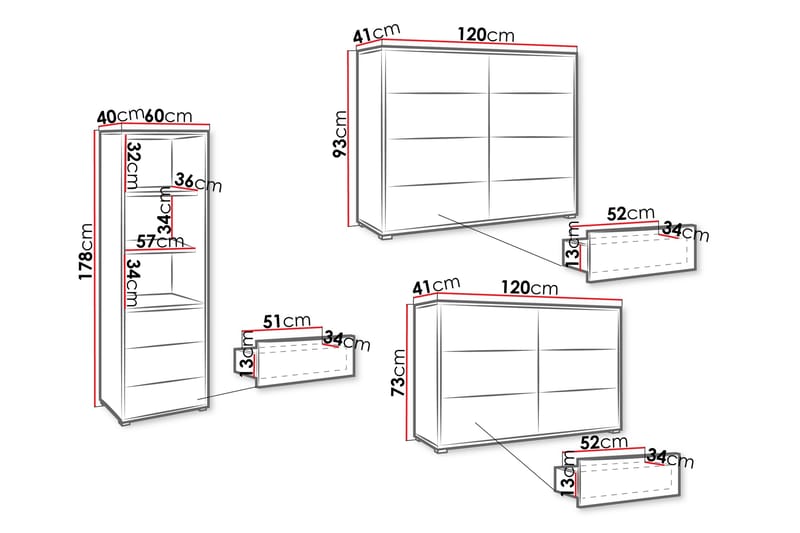 Agawal Møbelsett for Stue - Brun - Oppbevaring - Oppbevaringsmøbler - Møbelsett til stue