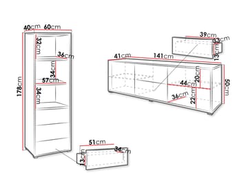 Agawal Møbelsett for stue - Brun - Oppbevaring - Oppbevaringsmøbler - Møbelsett til stue