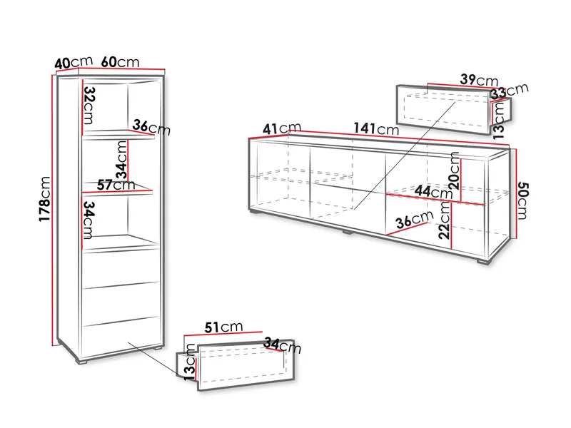 Agawal Møbelsett for stue - Brun - Oppbevaring - Oppbevaringsmøbler - Møbelsett til stue