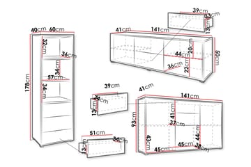 Agawal Møbelsett for Stue - Brun - Oppbevaring - Oppbevaringsmøbler - Møbelsett til stue