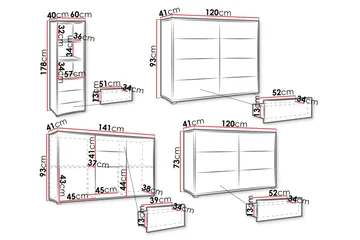 Agawal Møbelsett for Stue - Brun - Oppbevaring - Oppbevaringsmøbler - Møbelsett til stue
