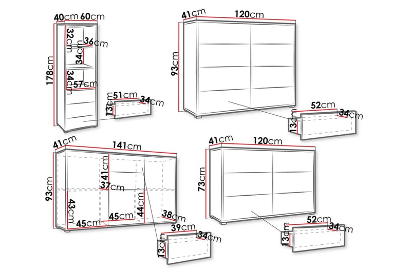 Agawal Møbelsett for Stue - Brun - Oppbevaring - Oppbevaringsmøbler - Møbelsett til stue