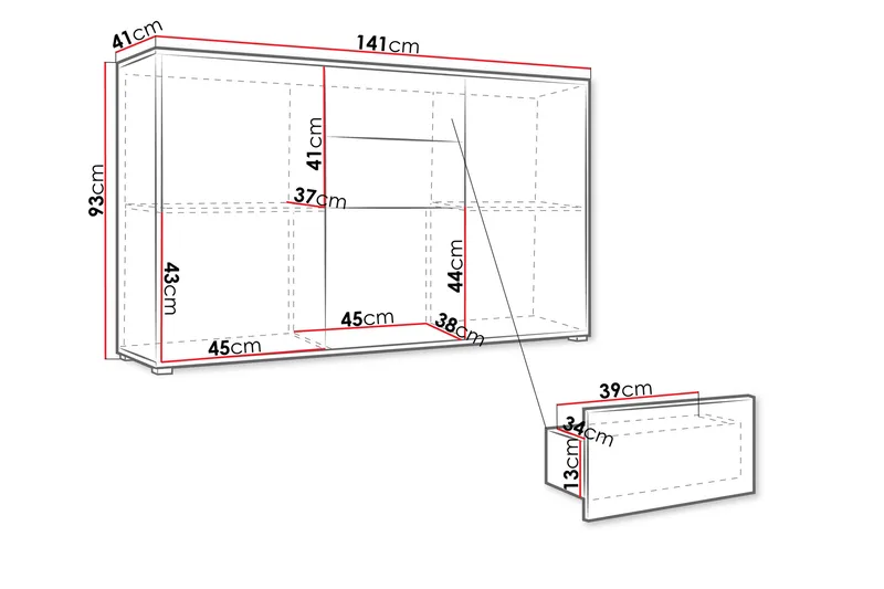 Agawal Skjenk 141x41 cm - Brun - Oppbevaring - Oppbevaringsmøbler - Sideboard & skjenk