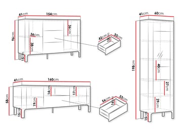 Aggarwal Møbelsett for Stue med Belysning - Oppbevaring - Oppbevaringsmøbler - Møbelsett til stue