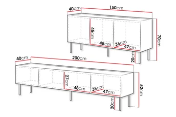 Akie Møbelsett Til Stue - Grønn - Oppbevaring - Oppbevaringsmøbler - Møbelsett til stue