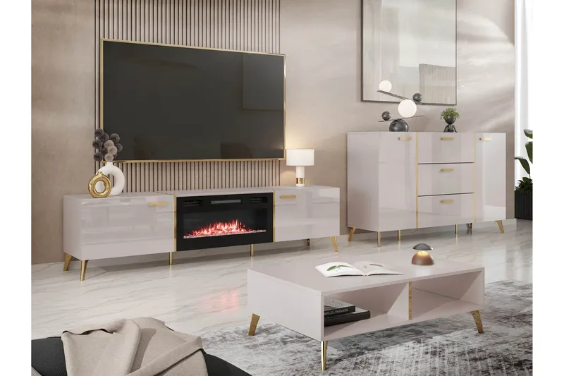 Akihiko Møbelsett Til Stue - Cashmere - Oppbevaring - Oppbevaringsmøbler - Møbelsett til stue