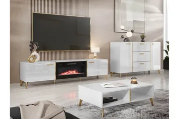 Akihiko Møbelsett Til Stue - Hvit - Oppbevaring - Oppbevaringsmøbler - Møbelsett til stue