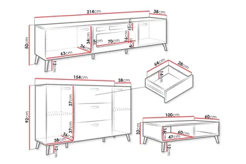 Akihiko Møbelsett Til Stue - Hvit - Oppbevaring - Oppbevaringsmøbler - Møbelsett til stue