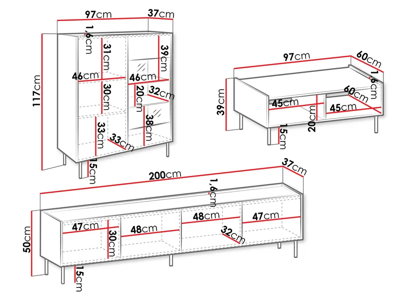 Akihito Møbelsett for stue - Brun - Oppbevaring - Oppbevaringsmøbler - Møbelsett til stue