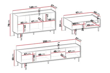 Akihito Møbelsett Til Stue - Brun - Oppbevaring - Oppbevaringsmøbler - Møbelsett til stue