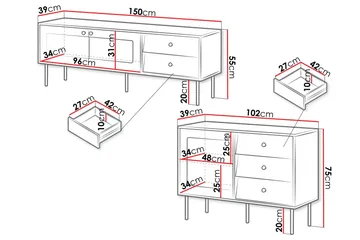 Akilesh Møbelsett Til Stue - Svart - Oppbevaring - Oppbevaringsmøbler - Møbelsett til stue