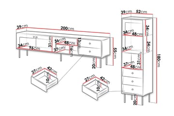Akilesh Møbelsett Til Stue - Svart - Oppbevaring - Oppbevaringsmøbler - Møbelsett til stue
