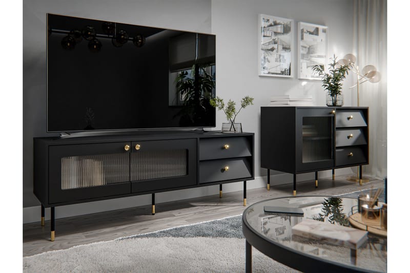 Akilesh Møbelsett Til Stue - Svart - Oppbevaring - Oppbevaringsmøbler - Møbelsett til stue