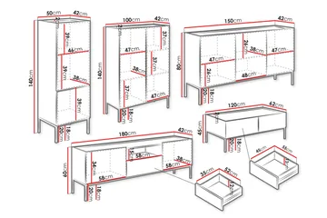 Amelus Møbelsett til Stue - Cashmere - Oppbevaring - Oppbevaringsmøbler - Møbelsett til stue