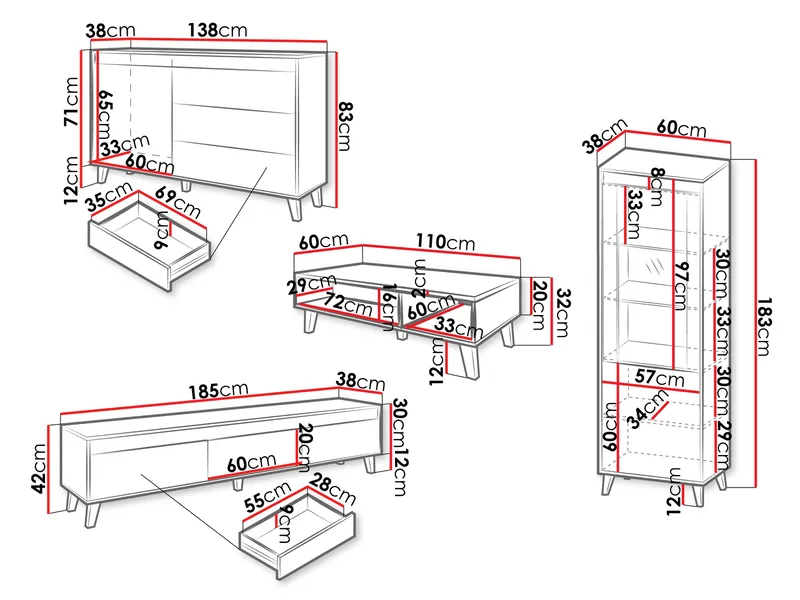 Amshyttan Møbelsett for stue - Brun/Svart - Oppbevaring - Oppbevaringsmøbler - Møbelsett til stue