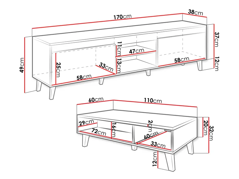 Amshyttan Møbelsett for stue - Brun/Svart - Oppbevaring - Oppbevaringsmøbler - Møbelsett til stue