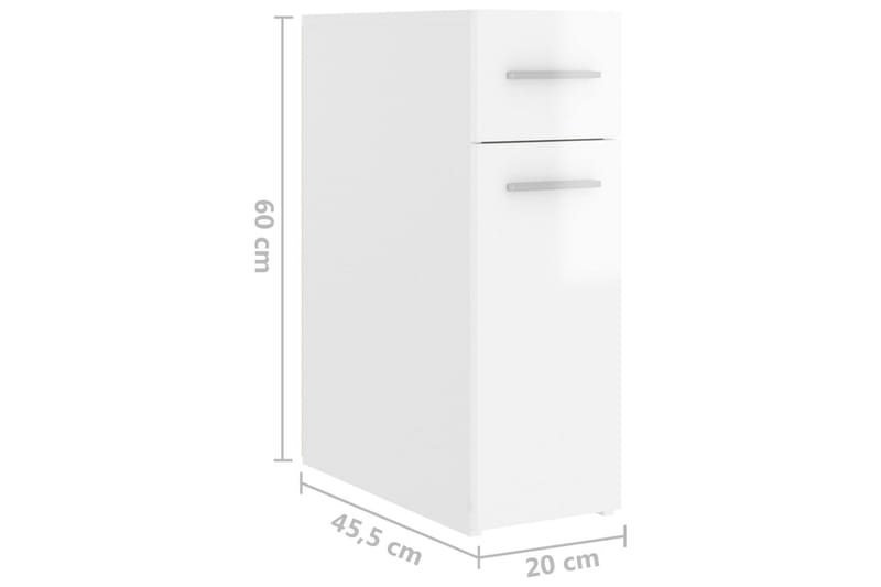 Apotekskap høyglans hvit 20x45,5x60 cm sponplater - Hvit - Kjøpmannsdisk