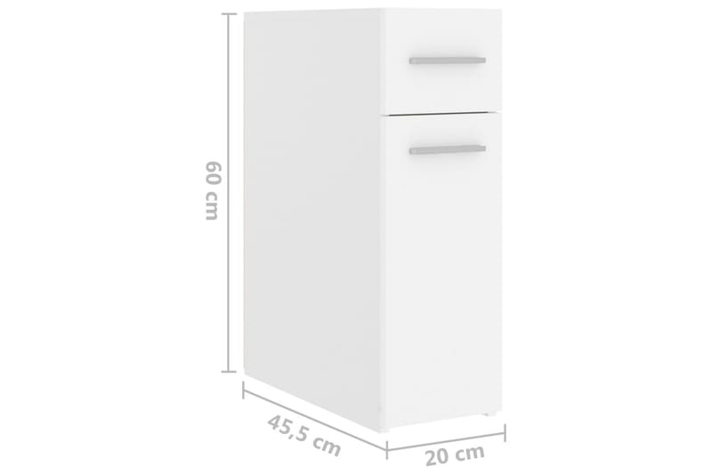 Apotekskap hvit 20x45,5x60 cm sponplater - Hvit - Kjøpmannsdisk