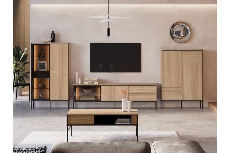 Basici Møbelsett For Stue - Hvit/Sort - Oppbevaring - Oppbevaringsmøbler - Møbelsett til stue