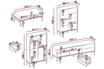 Basici Møbelsett For Stue - Hvit/Sort - Oppbevaring - Oppbevaringsmøbler - Møbelsett til stue