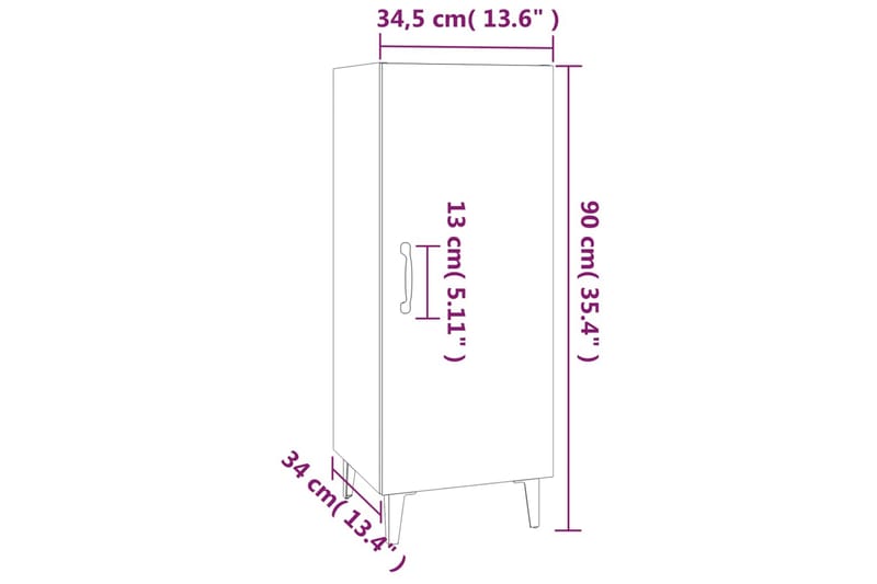 beBasic Skjenk betonggrå 34,5x34x90 cm konstruert tre - GrÃ¥ - Sideboard & skjenk