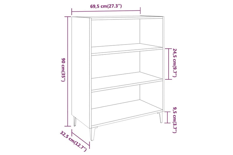 beBasic Skjenk høyglans hvit 69,5x32,5x90 cm konstruert tre - Hvit - Sideboard & skjenk