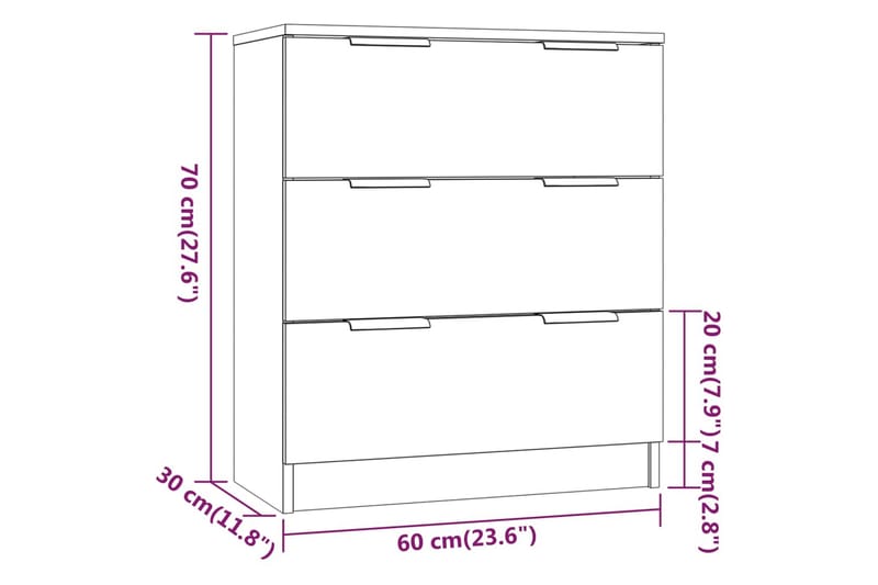 beBasic Skjenker 3 stk grå sonama konstruert tre - GrÃ¥ - Sideboard & skjenk