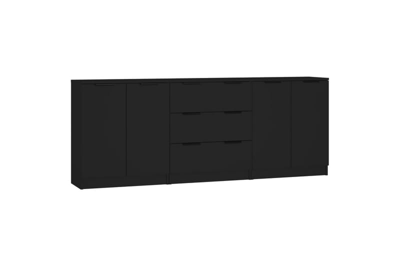 beBasic Skjenker 3 stk svart konstruert tre - Svart - Sideboard & skjenk