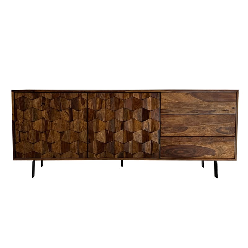 Belino skjenk 175 cm industriell stil - varm brun og svart - Oppbevaring - Oppbevaringsmøbler - Sideboard & skjenk