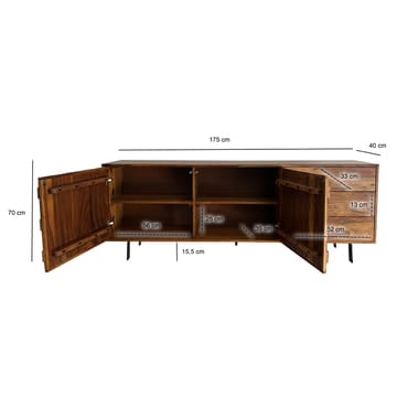 Belino skjenk 175 cm industriell stil - varm brun og svart - Oppbevaring - Oppbevaringsmøbler - Sideboard & skjenk