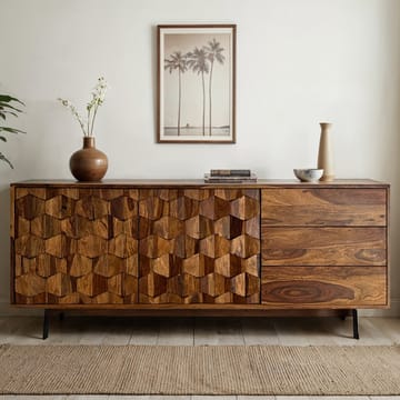 Belino skjenk 175 cm industriell stil - varm brun og svart - Oppbevaring - Oppbevaringsmøbler - Sideboard & skjenk